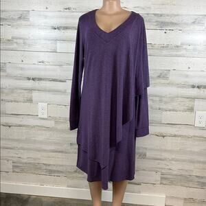 Soft Surroundings Knit Marla Dress Size Large Tall Lagenlook Drapey Purple Long